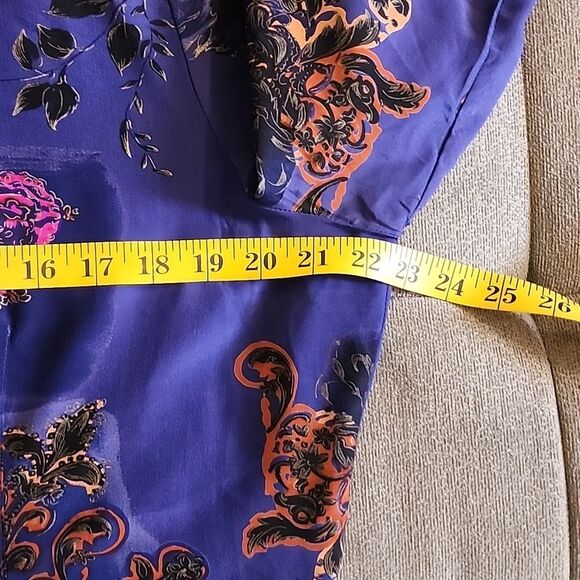 Victoria Soie silk vintage button down floral/rose print long sleeve top size XL - Picture 8 of 10